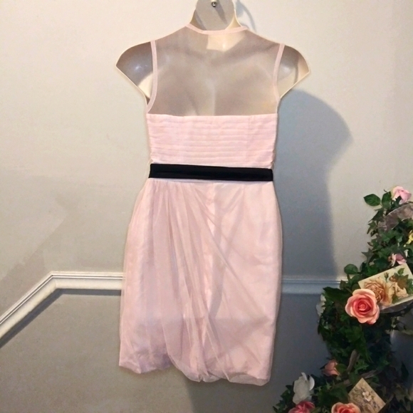 Vera Wang White Label Cameo Pink & Black Tulle Draped Special Occasion Dress - Picture 10 of 15